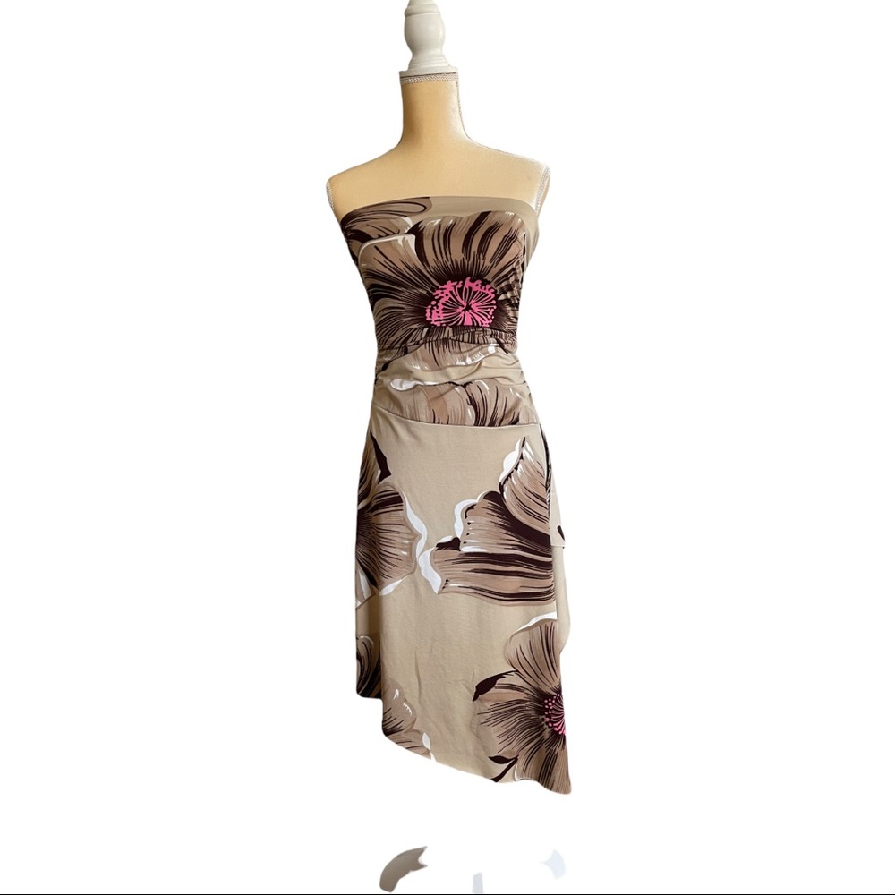 Evening strapless floral dress